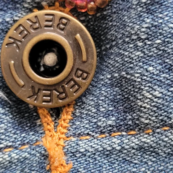 Berek Dimen Blue and Green Jean Jacket with Dinosaur Embellishments - Picture 11 of 13